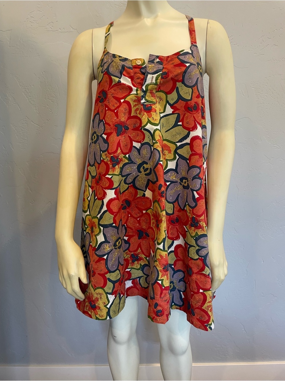 Pristine vintage 90s Espirit 100% cotton Floral Strappy Sundress S